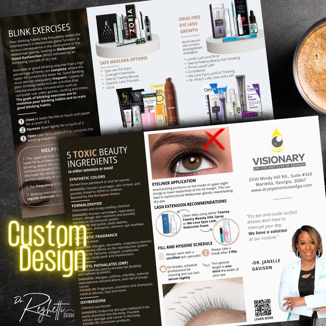 custom design sample for dr. reghetti designs optometry office forms intake forms patient education brochures customized for eye doctor branding office dry eye brochure 