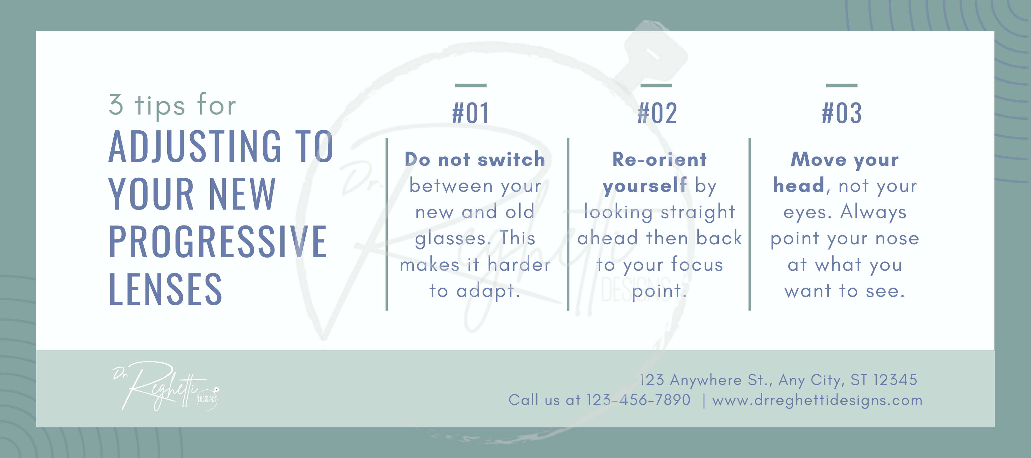 PAL adaptation tip card for patients in optometry optical clinic