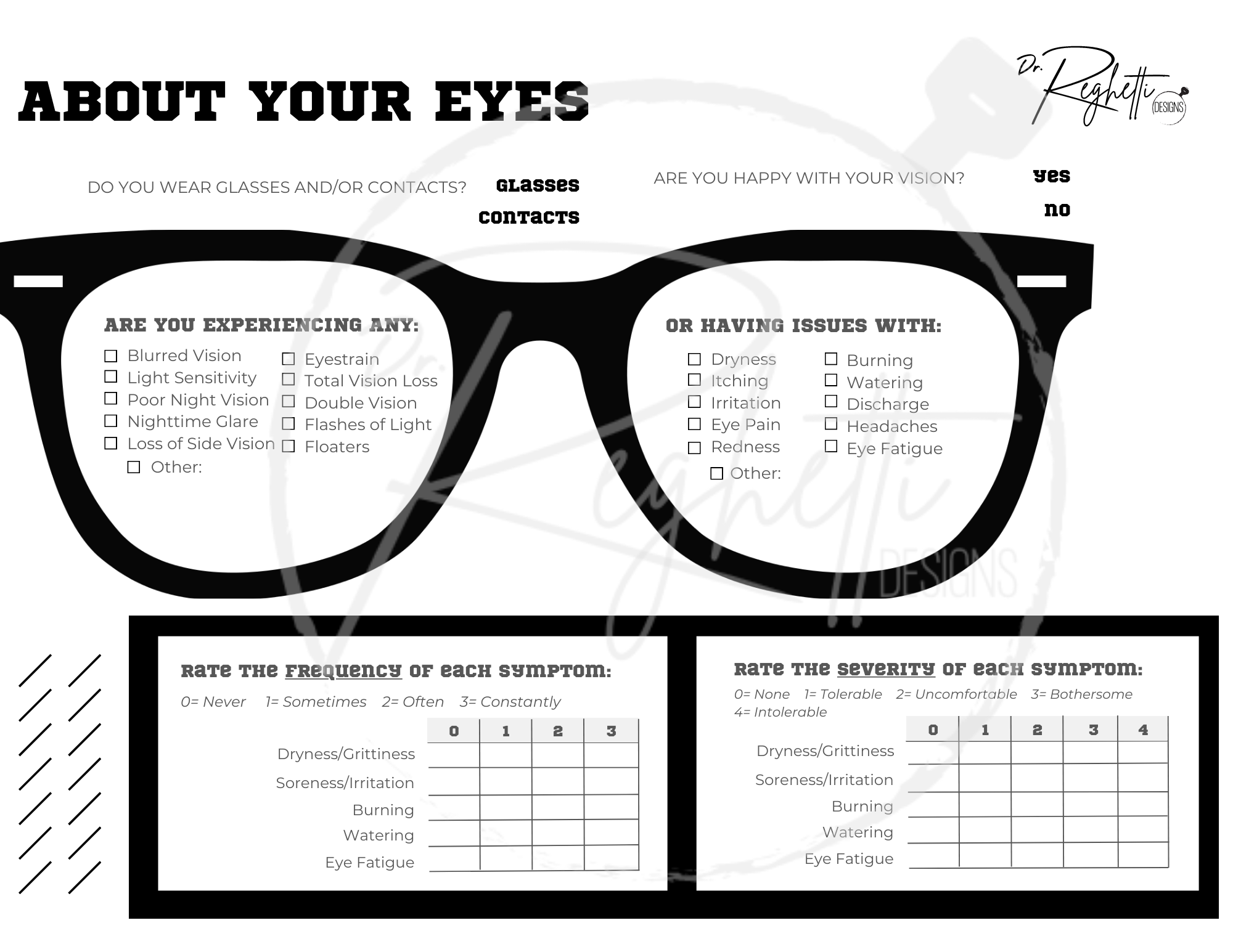 modern patient intake form for optometrists