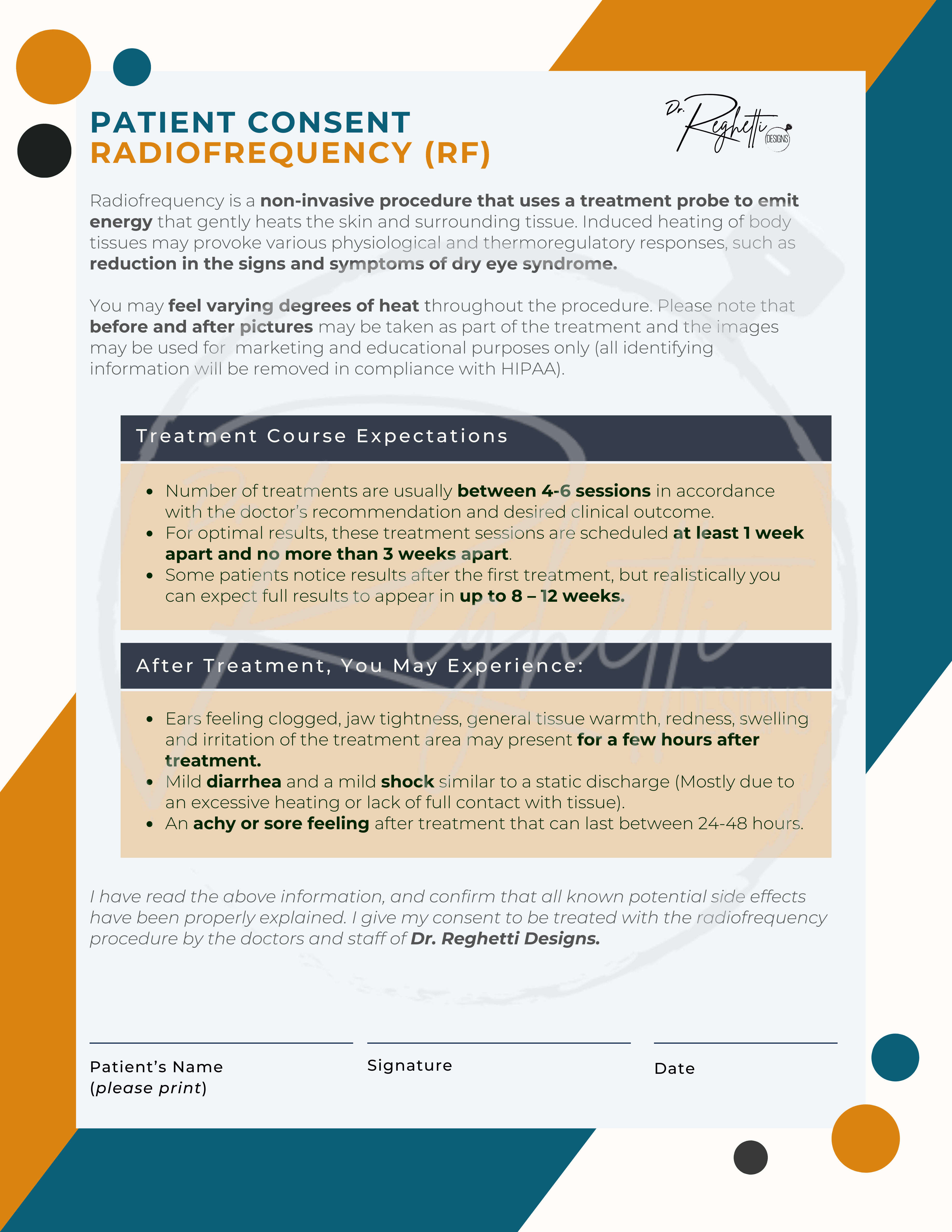 radiofrequency patient consent form branded for optometry office treatment course expectations for dry eye 