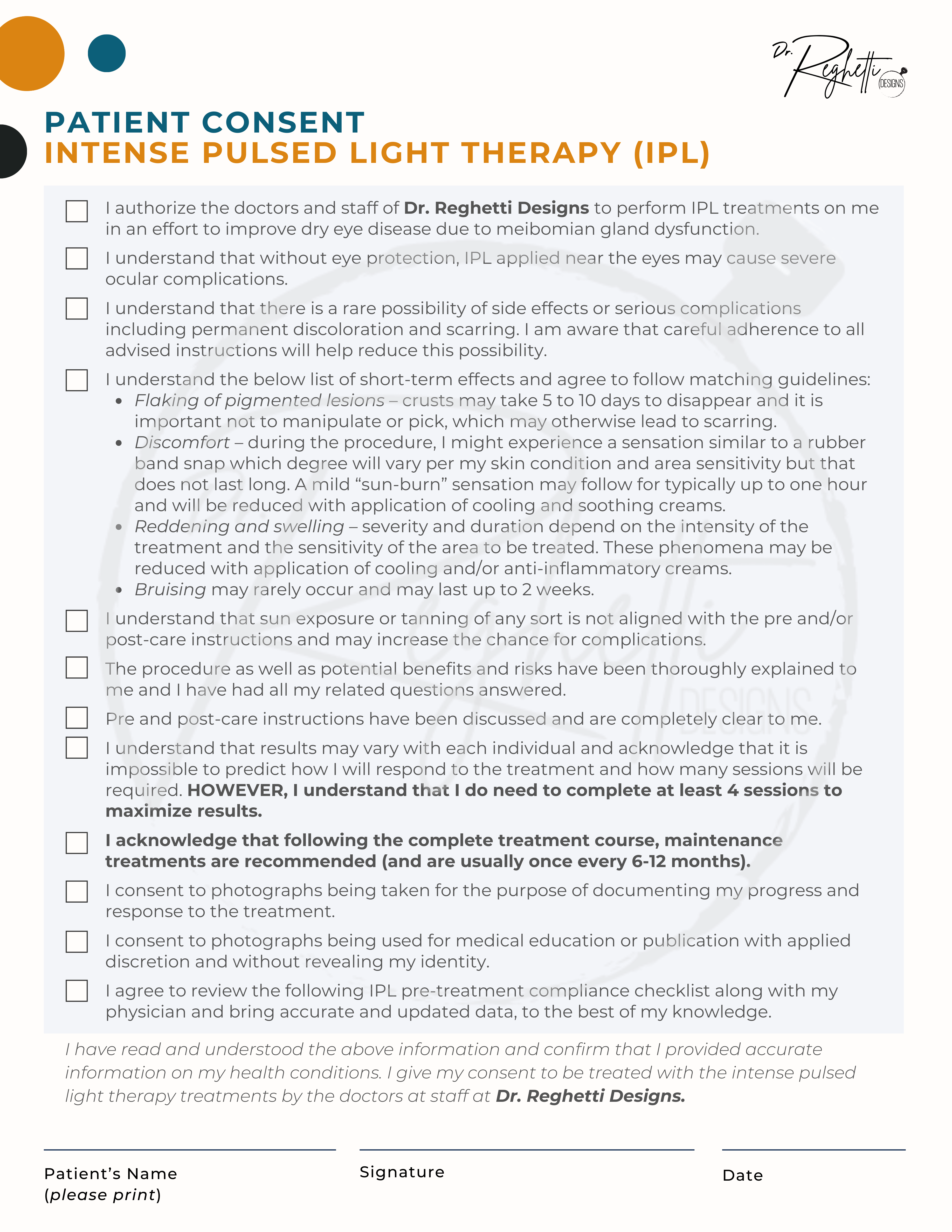 patient consent form for intense pulsed light therapy ipl dry eye clinic optometry practice therapy 