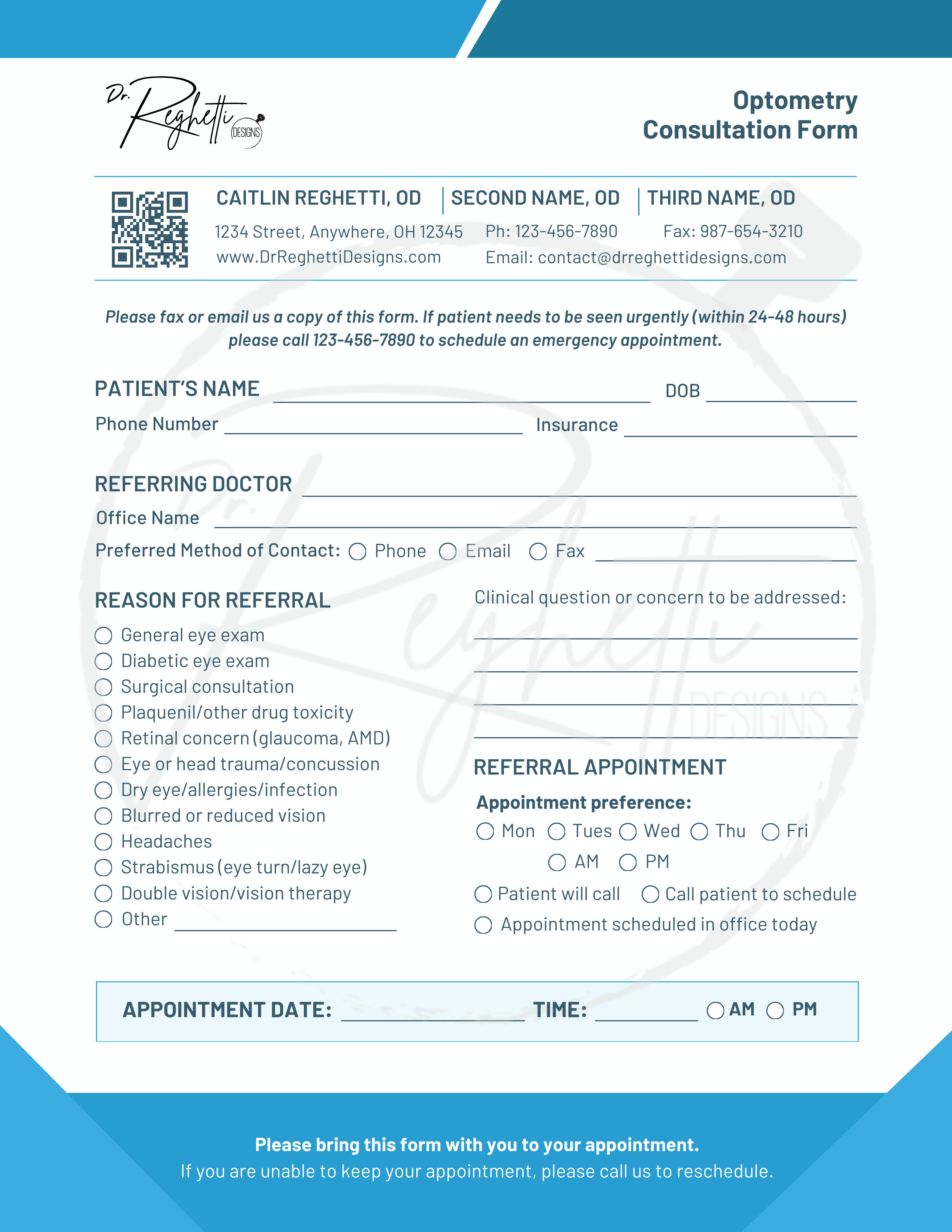 referral forms for optometric consultation endocrinology primary care