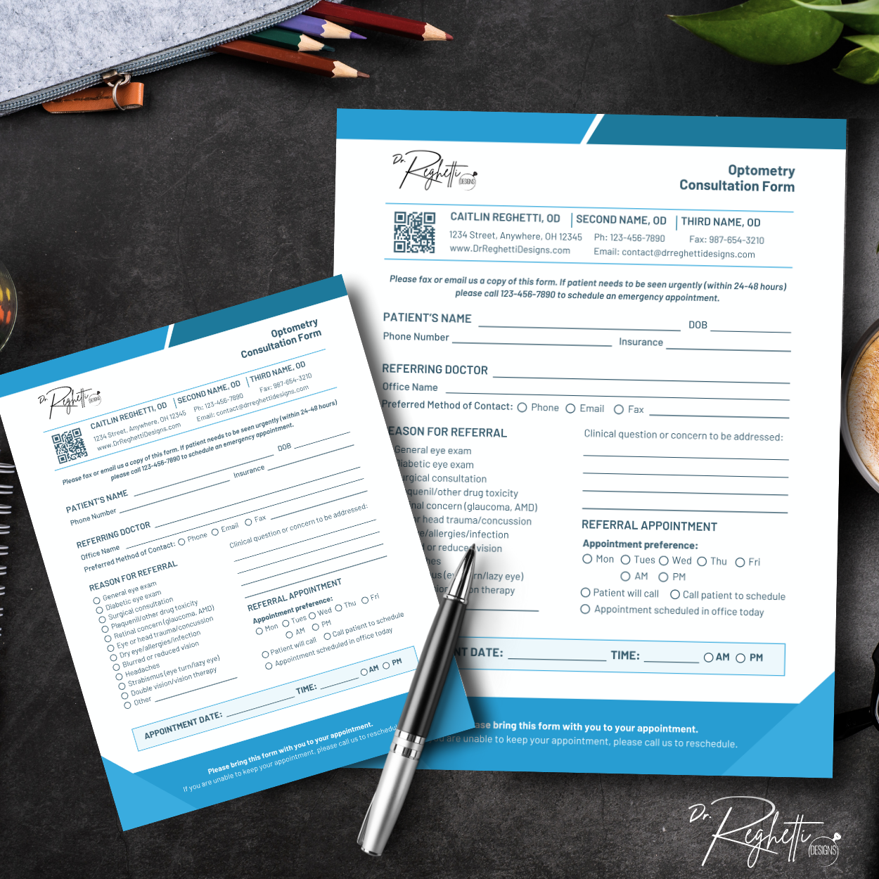 optometry consultation referral form notepads for private practice 